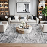 Living Room Rug 7x10 Abstract: Non Slip Washable Area Rugs Black Grey