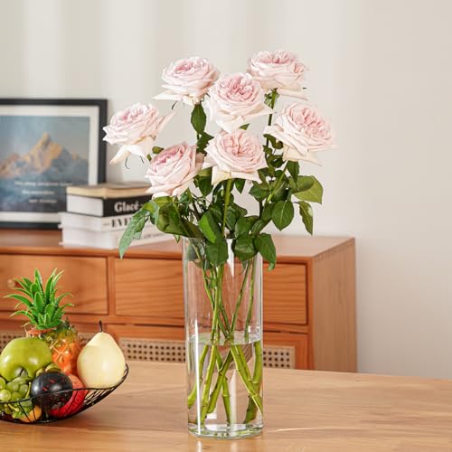 Flower Vase Acrylic Cylinder,7.86" Tall Clear Vase for Centerpieces,Wedding Decorative,Home Décor, Non Breakable Plastic, 3.94" x 7.86" Tall Round - Clear