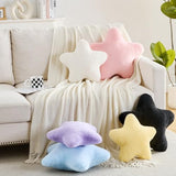 CANGHI Yellow Star Pillow 15.7" Faux Rabbit Fur Throw | Super soft plush decorative cushion, celestial shaped decor for couch, bed and living room. Cozy.