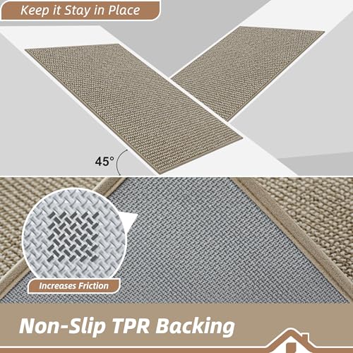 BEQHAUSE Kitchen Rugs 24"x36", Kitchen Mats for Floor Non-Slip, Light Beige