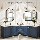 Kelly Miller 20"x28" Scalloped Black Bathroom Mirror for Wall Mount, Home Mirror | Elegant beveled vanity mirror with wavy edges. Perfect metal frame wall mirror for living room, bathroom & entryway.