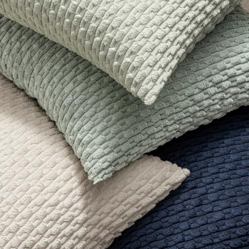 MIULEE Decorative Throw Pillow Covers 18x18 Navy Blue Textured Corduroy