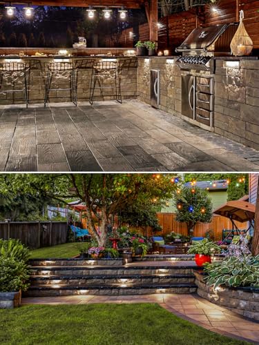 5W Retaining Wall Lights,7 inch LED Hardscape Lighting Low Voltage Landscape Paver Lights 12V 24V Step Lights Outdoor IP66 Waterproof 3000K Soft White Stair Deck Lighting (8 Pack+Connectors)