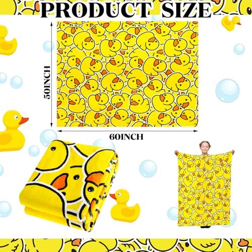 SmoothNovelty Cute Rubber Duck Throw Blanket Cartoon Ducky Gift Decorative Soft Fleece Ducky All Season Blankets Cozy Flannel Carpet for Bed Chair Car Sofa Couch Bedroom(Yellow,50" X 60")