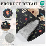 DUKINO 2x6 Runner Rug for Hallway, Washable Kitchen Runner Rug with Non Slip Backing, Low Pile Soft Boho Floral Runner for Kitchen, Hallway, Entryway, Laundry, Bedroom, Black