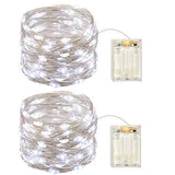 Set of 2 Battery Operated Small Lights Strand,Mini Led Fairy Lights with Timer 6 Hours on/18 Hours Off for Wedding Centerpiece Party Decoration,30 Count LED,10 Ft Silver Wire (Cold White)