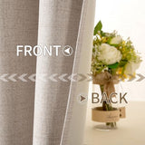 MIULEE 100% Blackout Linen Textured Curtains for Bedroom Solid Thermal Insulated Natural Beige Grommet Room Darkening Curtains & Drapes Luxury Decor for Living Room 52 x 84 Inch (2 Panels)
