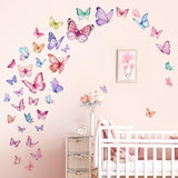 wondever Watercolor Butterfly Wall Stickers Colorful Butterflies Peel and Stick Wall Art Decals for Girls Bedroom Baby Nursery