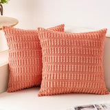 Pack of 2 Corduroy Decorative Throw Pillow Covers 18x18 Inch, Orange