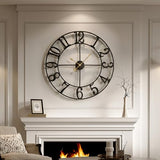Cuspin Large Wall Clock for Living Room Decor, 30 Inch Wall Clock Battery-Operated Silent Non Ticking, Modern Black Decorative Metal Clock with Arabic Numerals