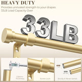 HEI! DEAR Gold Curtain Rods 72 to 144 Inch(6-12FT),1 Inch Long Curtain Rod,Adjustable Heavy Duty Curtain Rods,Modern Decorative Drapery Rods,Telescoping Window Single Curtains Rods 36-150",Brass Gold