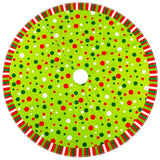 Christmas Tree Skirt 48 Inches, Velvet Stripes Trimmed Tree Skirt with Red Green White Polka Dots Design for Holiday Party Decor