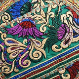 Sophia Art Round Floor Pillow Cushion Patchwork Pouf Ottoman, Green, 28 Inch