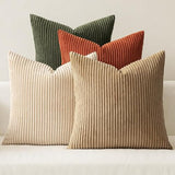 MIULEE Fall Corduroy Decorative Throw Pillow Covers Rust-Olive Green 24x24