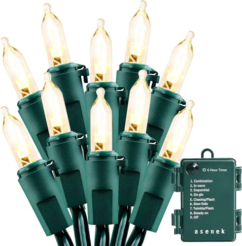 Myrkist Christmas Lights - Battery Operated String Lights 50 LED String Lights Mini Lights with Auto-Timer and 8 Lighting Modes for Christmas Wreath Party Wedding Garden Home Decoration, Warm White
