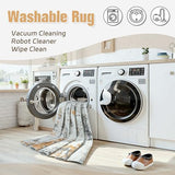 8x10 Area Rugs for Living Room: Washable Soft Grey Abstract Bedroom Carpet