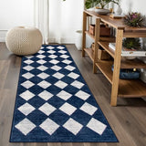 Lahome Checkered Washable Kitchen Rug Blue 2x6 Rug Runners for Hallways