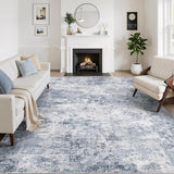 WITSHOCK 5x7 Area Rugs for Living Room: Machine Washable - Non Slip Modern Abstract Rug for Bedroom Under Dining - Stain Resistant for Household - Pet Owners (Blue)