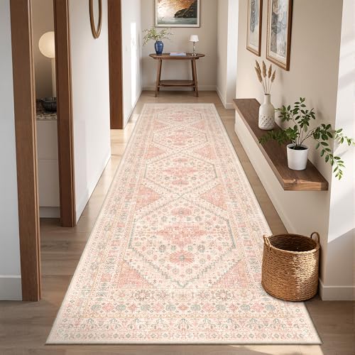Runner Rug 2x8 Runners for Hallways Non Slip Washable Rugs, Pink