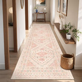 Runner Rug 2x8 Runners for Hallways Non Slip Washable Rugs, Pink
