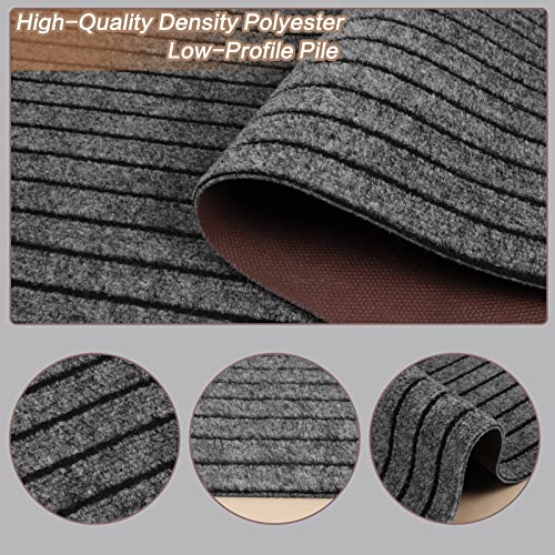 2' x 6' Runner Rugs with Rubber Backing, Indoor Outdoor Utility Carpet Runner Rugs, Stripe Gray, Can Be Used as Aisle for The RV and Boat, Laundry Room and Balcony