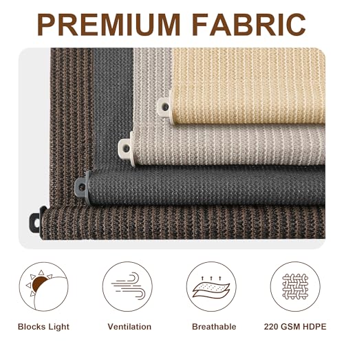 AOSKY Sun Shades Outdoor Patio - Cordless Outdoor Roller Shades for Porch, Roll Up Blinds Cloth for Pergola Balcony Backyard Windows, 96" W x 96" H, Sesame