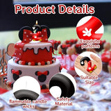 Red Black Digital Birthday Candle Number 2 Red Cartoon Mouse Themed Cake Topper Candle Party Decoration Supplies Birthday Party Cake Decoration (Number 2)