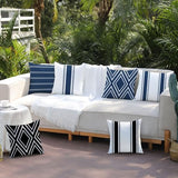 DFXSZ Outdoor Pillow Covers 18x18 Inch Set of 4 Navy Blue Waterproof Modern Geometry Throw Pillows Outdoor Summer Waterproof Decor for Patio Funiture Garden Polyester Cushion Covers 013N18
