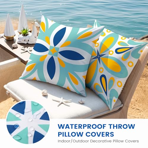 Outdoor Pillow Covers - 4 Pack Outdoor Pillow Covers 18x18 Waterproof PillowCovers for Patio Furniture Decorative Pillowcases