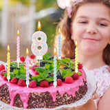 MTLEE Number 8 Birthday Candle with 12 Pcs Spiral Candles for Girls Macaron Pastel Rainbow Unicorn Pink Cake Topper for Sweet Theme Party Decoration
