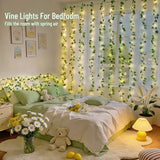 JMEXSUSS Vine Lights for Bedroom, 200 LED Vines Fairy Lights, Artificial Ivy Leaf Light for Wall Curtain Wedding Party Christmas Indoor Decor, 6.5ft x 6.5ft with Remote