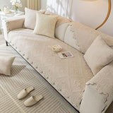 Cotton Quilted Dog Couch Cover for Sofa Farmhouse Rustic Embroidery Sectional Couch Cover Soft Anti-Slip Sofa Slipcover Furniture Protector for Kids, Pets (Khaki,28"x28")