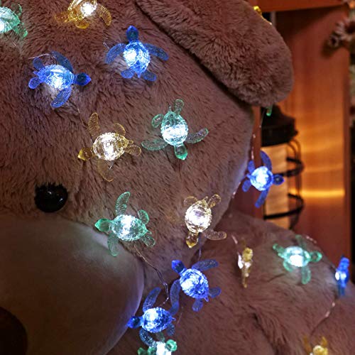 Sea Turtle String Lights 10FT 30 LED, Turtle Fairy Lights USB or Battery Operated with Remote, Ocean Beach Nautical Decor Lights for Bedroom, Kids Room, Coastal Party Decoration