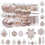 SHareconn 86PCS Christmas Tree Ornaments Clear Set,Shatterproof and Clear Plastic Baubles for Xmas Tree Decor, Holiday Wedding Party Decoration,Champagne