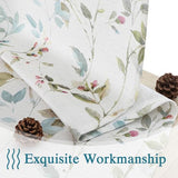 Chyhomenyc Roman Linen Blend Curtains 45 Inch Length 2 Panels, Light Filtering Soft Airy Leaf Floral Printed Rod Pocket Textured Window Treatment Drapes for Living Room Bedroom, 38Wx45L Inch, 2 PCS