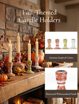 Fall Table Decor Rustic: Wooden Candlestick Holders Set of 4