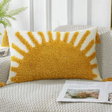 Adabana Decorative Boho Throw Pillow Covers 12x20, Lumbar Tufted Pillows Cover for Couch Bed, Sun Sunshine Pillow Cover for Kids