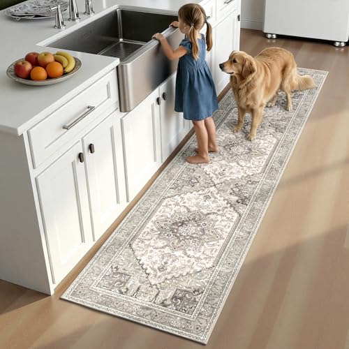 2x8 Boho Washable Kitchen Runner Rug with Non Slip Rubber Backing