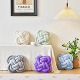 Xuyier Knot Pillow Ball, Decorative Throw Pillows with Velvet Fabric for Couch Bed, 12" Decor Knotted Square Floor Pillow Cushions for Living Room (12 Inches, Beige)