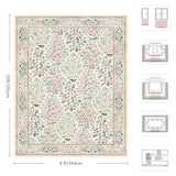 8x10 Area Rugs, Machine Washable Low Pile Floral Rugs for Living Room, Bedroom, Large Boho Area Rug with Non-Slip Backing for Dining Room(Pink Floral)