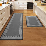 Kitchen Rugs Set of 2, Kitchen Mats for Floor,17x30+17x59 Grey