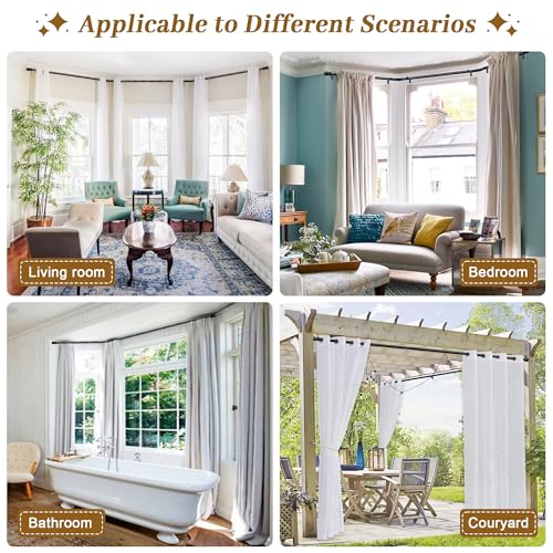 Bay Window Curtain Rods, U shaped Adjustable Curved Curtain Rods for Windows 59 to 184 Inches, Black 1 inch Renter Friendly Heavy Duty Curtain Rods with Brackets for Bedroom, Living Room Curtains