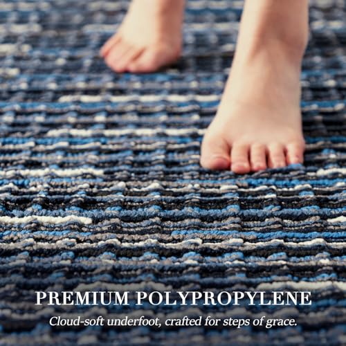Kitchen Rugs Sets of 2, Non Slip Kitchen Mats for Floor, Navy Blue