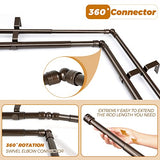 HOTOZON 1 Inch Heavy Duty Double Bay Window Curtain Rods,36-72 Inch Center Rod for Window (24 to 68 Inch), 20-36 Inch Side Rods for windows (16-32 Inch), Antique Bronze, End Cap Finials
