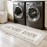 20"x60" Non-Slip Laundry Room Rug: Stain and Water Resistant Washable Laundry Mat - Durable Light-Weight Runner Farmhouse Home Decor - Soft Low-Pile Carpet for Laundry Bathroom Washroom 20"x60" Beige