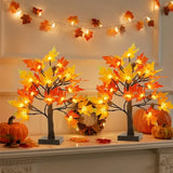 Cllayees Fall Decorations fo Home 2 Pack 18" Lighted Maple Tree | Timer, Thanksgiving Autumn Table Decor, For Office, Desk, Table Centerpiece, Bedroom