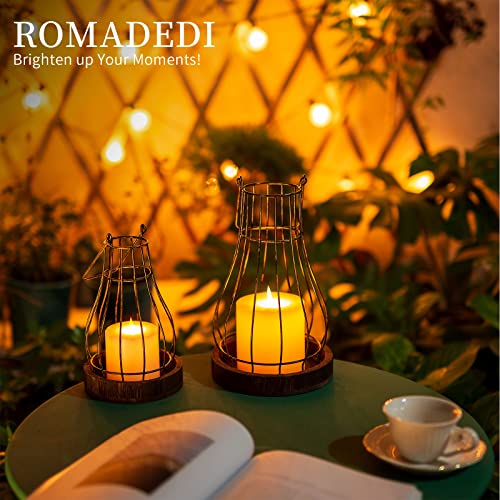 Romadedi Lantern Rustic Farmhouse Decor, Set of 2