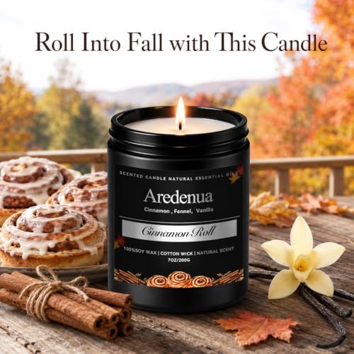Fall Candles, Cinnamon Roll Scented, Autumn Seasonal Candle