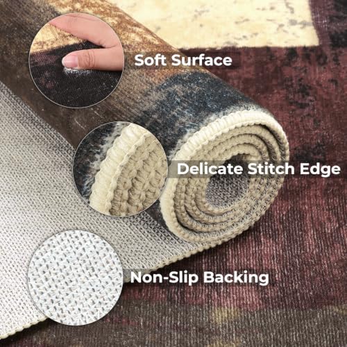 3x5 Washable Modern Abstract Area Rug Non-Slip Entryway Rug