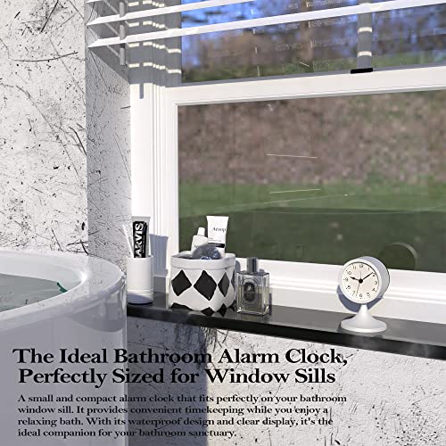 AYRELY® 3" Cute Analog Alarm Clock,Small Retro Table Clock Battery Operated,Slient Metal Desk Clock with Light for Living Room Decor,Bedroom,Bedside,Shelf (White)